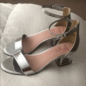 sliver heels with see through heel